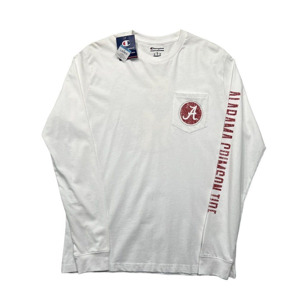 Champion Pocket Tee Women's Large White Alabama Crimson Tide Long Sleeve Shirt